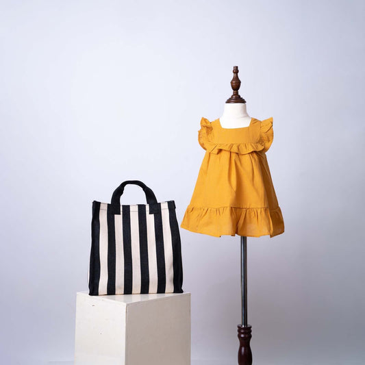 Girls Mustard Cotton Linen Pansy Dress